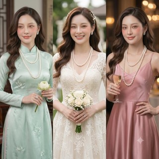 [ DAISYN ] N785 dây chuyền hạt ngọc trai nhân tạo 2 sợi 10 li vòng cổ ngọc trai nhân tạo sang trọng cho nữ
