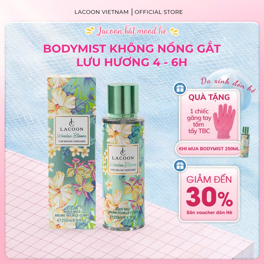 Body Mist LACOON hương Wooden Bloom - Xịt Thơm Toàn Thân Cá Tính, Lưu Hương Lâu