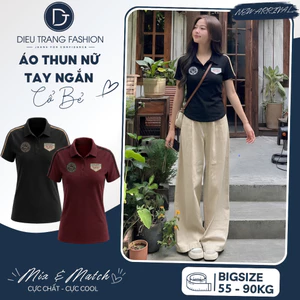 Áo Thun Polo Nữ Cổ Bẻ Tay Ngắn In Nổi Bigsize Chất Borip Cotton Co Giãn Tôn Dáng Diệu Trang AT9101