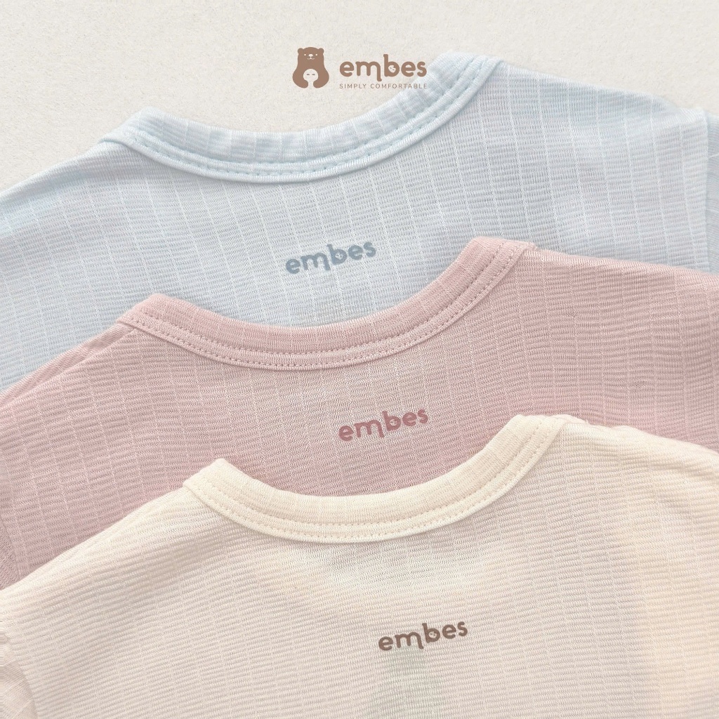 Body Sơ Sinh Embes, Body Dài Tay Cài Chéo In Họa Tiết Chất Bamboo Mềm Mại Cho Bé Sơ Sinh Từ 0-9Tháng
