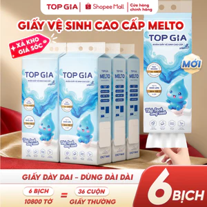 Giấy vệ sinh treo tường cao cấp TopGia Melto 1800 tờ/ 4 lớp mềm mịn,an toàn tiện lợi