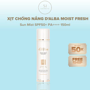 Xịt Chống Nắng d'Alba Moist Fresh Sun Mist SPF50+ PA++++ 150ml Thuần Chay Cho Mặt Và Cơ Thể Dưỡng Ẩm Da Si Cosmetic