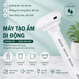 Máy Tạo Ẩm Mini Di Động USB | Máy Phun Sương Nano 35ml/h, 8H Liên Tục, Cho Phòng Ngủ Ô Tô