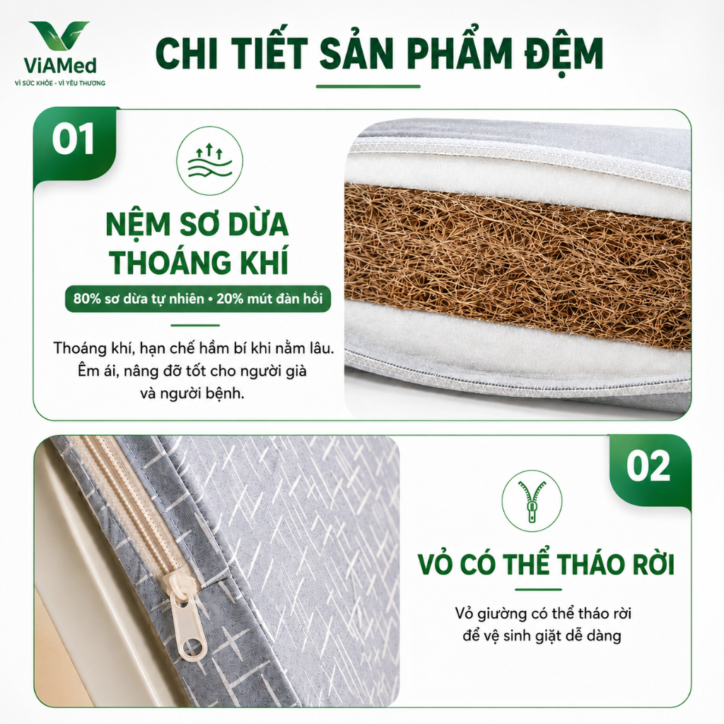 Đệm Nâng Lưng - Chân - Lật nghiêng Điện 0-80° Cho Người Bệnh, Đệm nâng hạ Tự động - Hỗ Trợ Ngồi Dậy (BÀO HÀNH 2 NĂM)