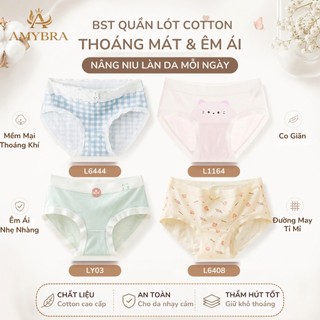 [ MẪU MỚI ] Combo 5 Quần Lót Cotton Ôm Mông, Set 5 Quần Chip Nữ Đáy May Kháng Khuẩn AMYBRA New