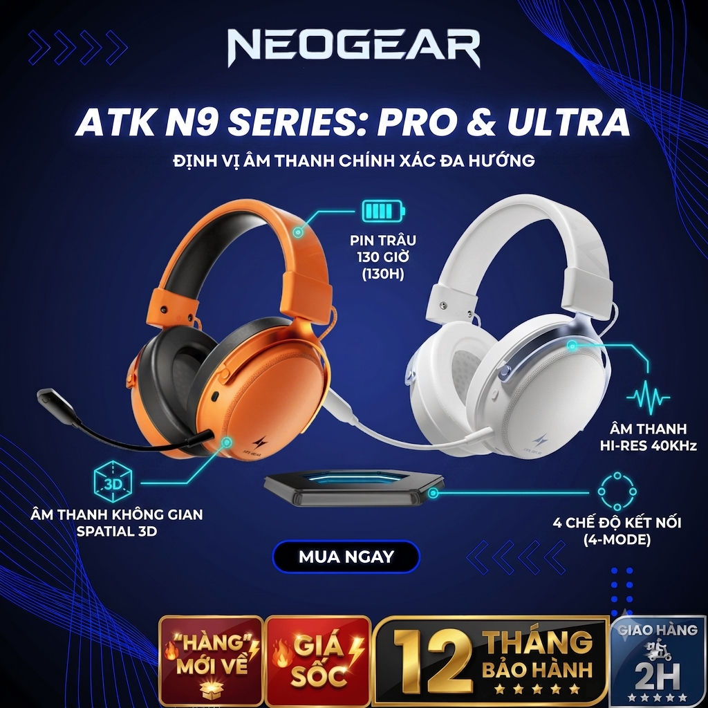⚡Tai Nghe Gaming Không Dây ATK N9 Pro/Ultra | Hi-Res 40KHz | Spatial ...