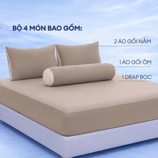 Bộ 4 Món Ga Gối Cool Plus NIN House Vải Mát Lạnh Nhiều Kích Thước Drap Bo Chun Mát Lạnh Thoáng Khí Nhanh Khô