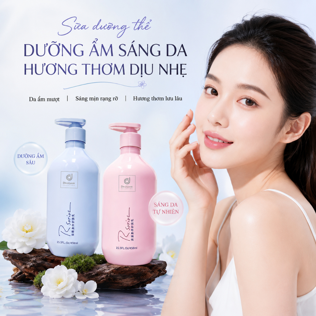 Rsarias sữa dưỡng thể, dưỡng thể thơm lâu, dưỡng ẩm sâu, dưỡng da mịn màng, phù hợp mọi loại da