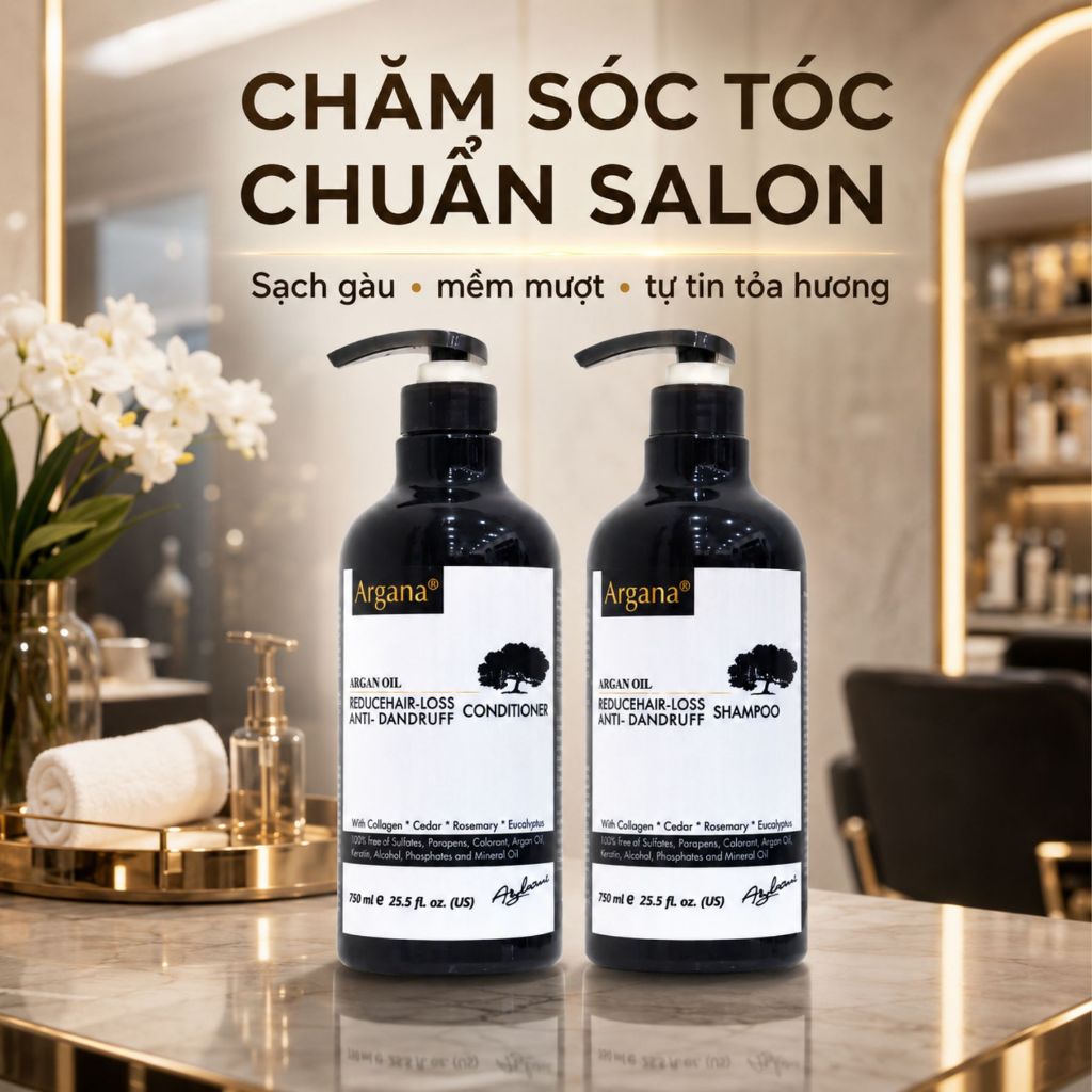 Combo Dầu Gội Xả Argana  size: 500ml - 750ml Hỗ Trợ Phục Hồi, Sạch Gàu Ngứa