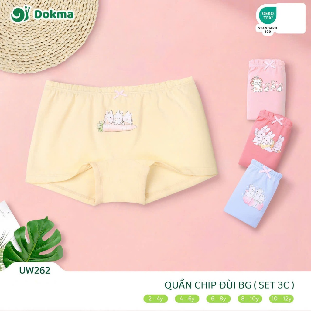(10-30kg) Set 3 Chiếc Quần Chip Đùi COTTON Bé Gái Màu Ngẫu Nhiên Dokma