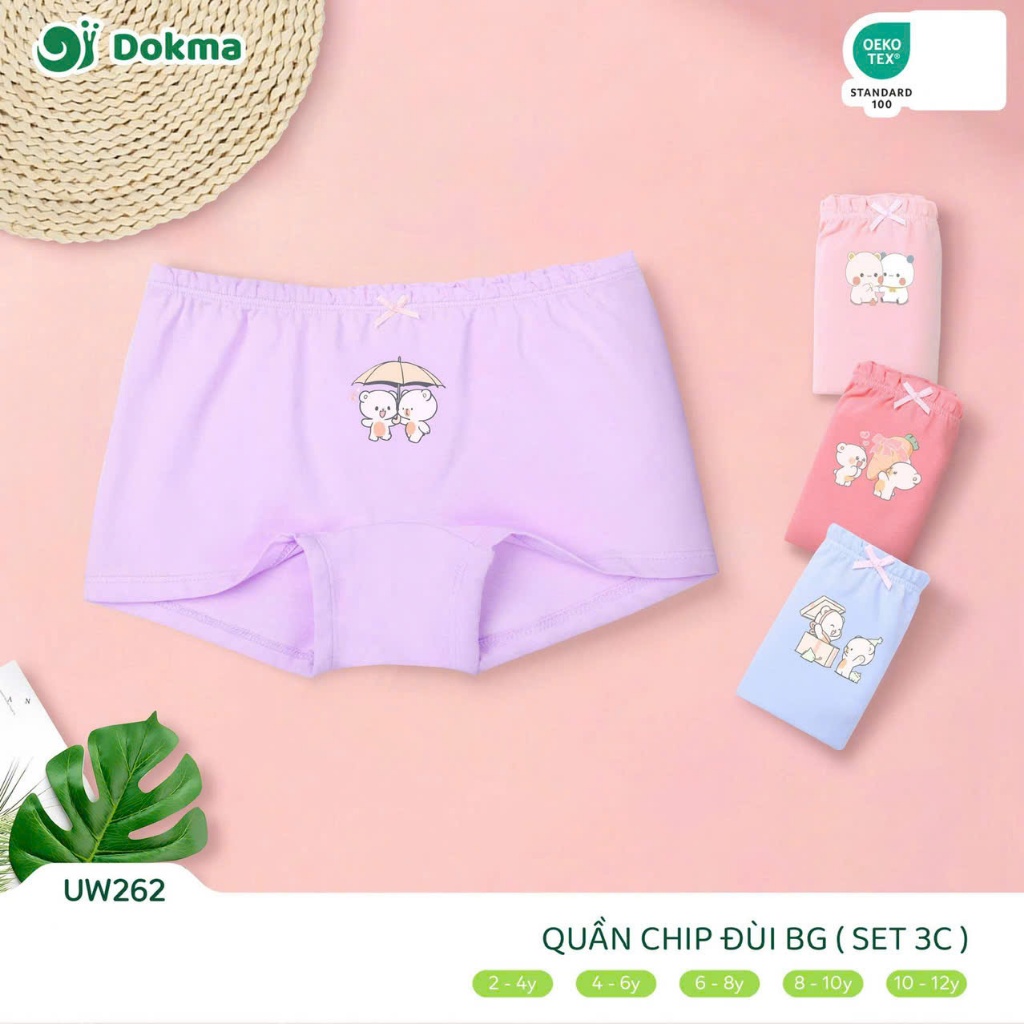 (10-30kg) Set 3 Chiếc Quần Chip Đùi COTTON Bé Gái Màu Ngẫu Nhiên Dokma