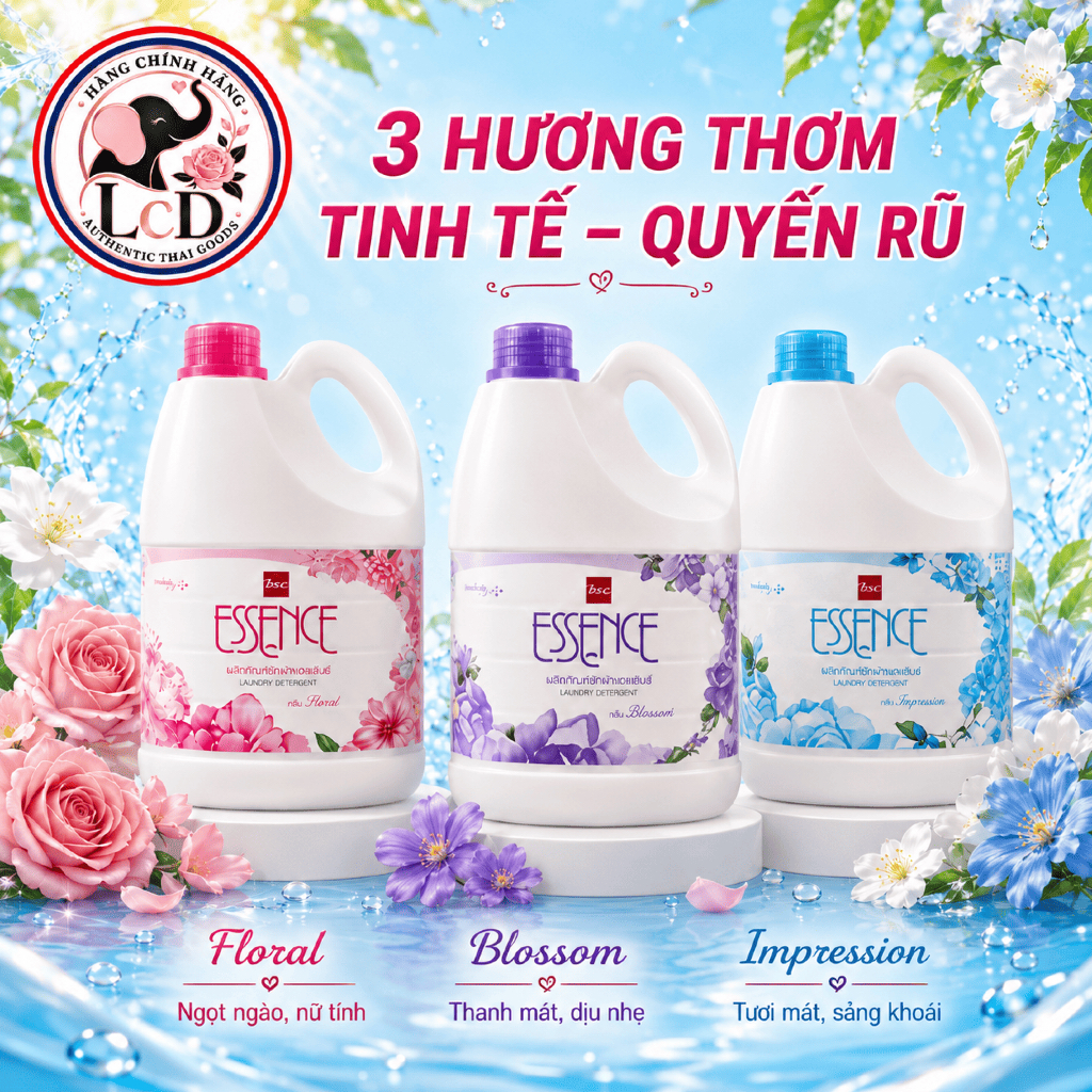 Chai Nước Giặt Essence 1900ml Thái Lan Nội Địa Chính Hãng - Thơm Lâu, Mềm Vải