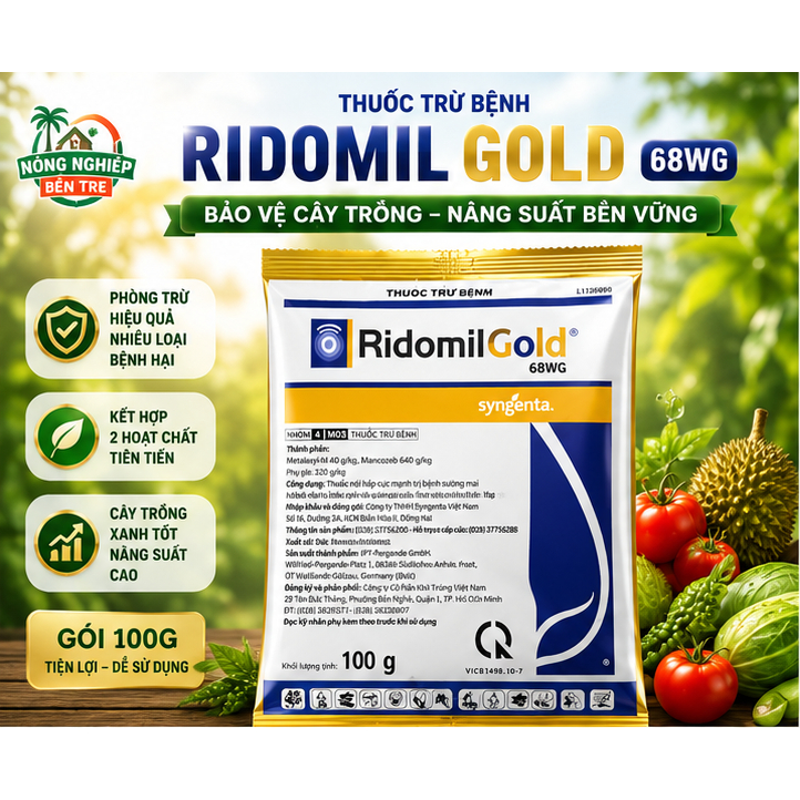 Ridomil Gold 68WG 100g Chính Hãng - Quản Lý Bệnh Cây Trồng Syngenta ( Thôi nhũn Sen Đá, Xương Rồng )