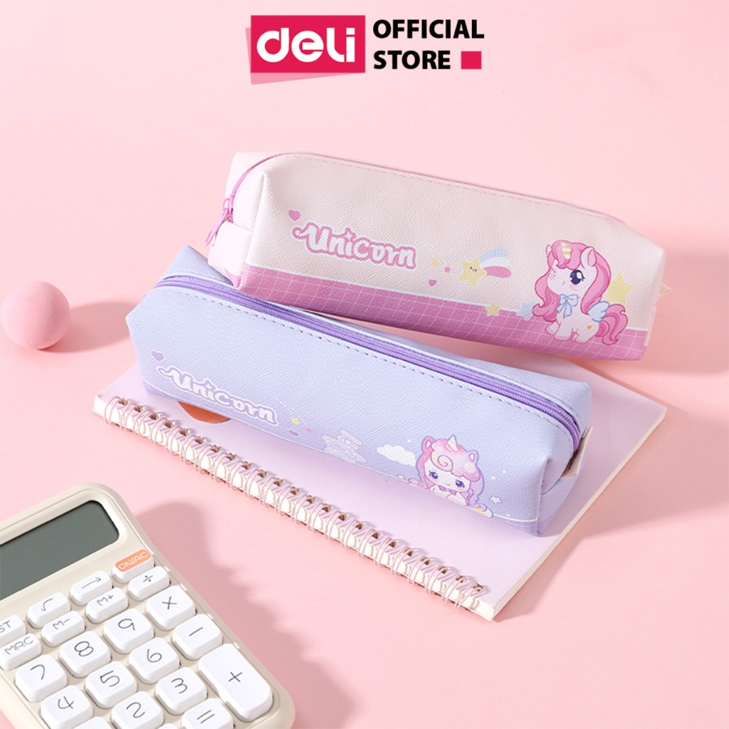 Túi Đựng Bút Deli Họa Tiết Hoạt Hình Hộp Bút Vải Cao Cấp, Khóa Kéo Mượt, Sức Chứa Lớn, Chính Hãng