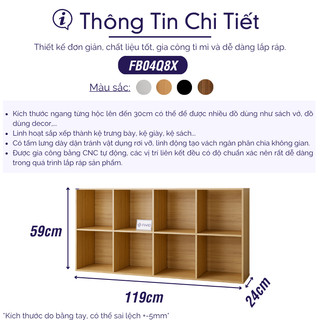 [NEW] Tủ Kệ Sách Gỗ Tổ Ong  Đa Năng FB04 FIVO 6-8 Ô, Có Tấm Lưng Chắc Chắn, Vừa Decor Vừa Đựng Sách, Dễ Dàng Lắp Ráp