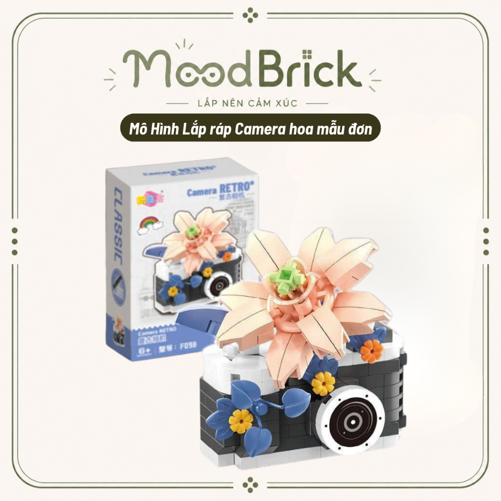 Mô Hình Máy Ảnh Hoa Lắp Ráp Sáng Tạo Trang Trí Bàn Làm Việc Quà Tặng Decor - MoodBrick