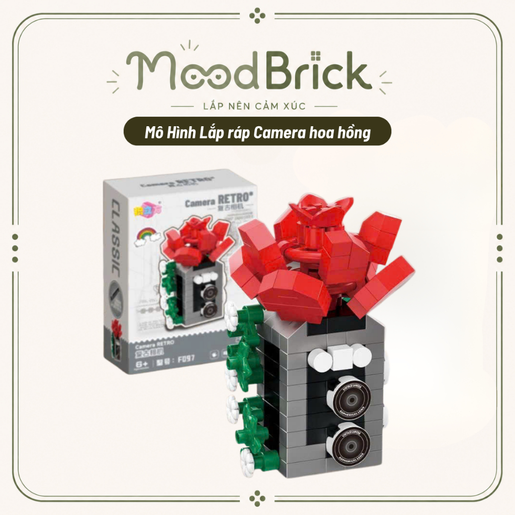 Mô Hình Máy Ảnh Hoa Lắp Ráp Sáng Tạo Trang Trí Bàn Làm Việc Quà Tặng Decor - MoodBrick