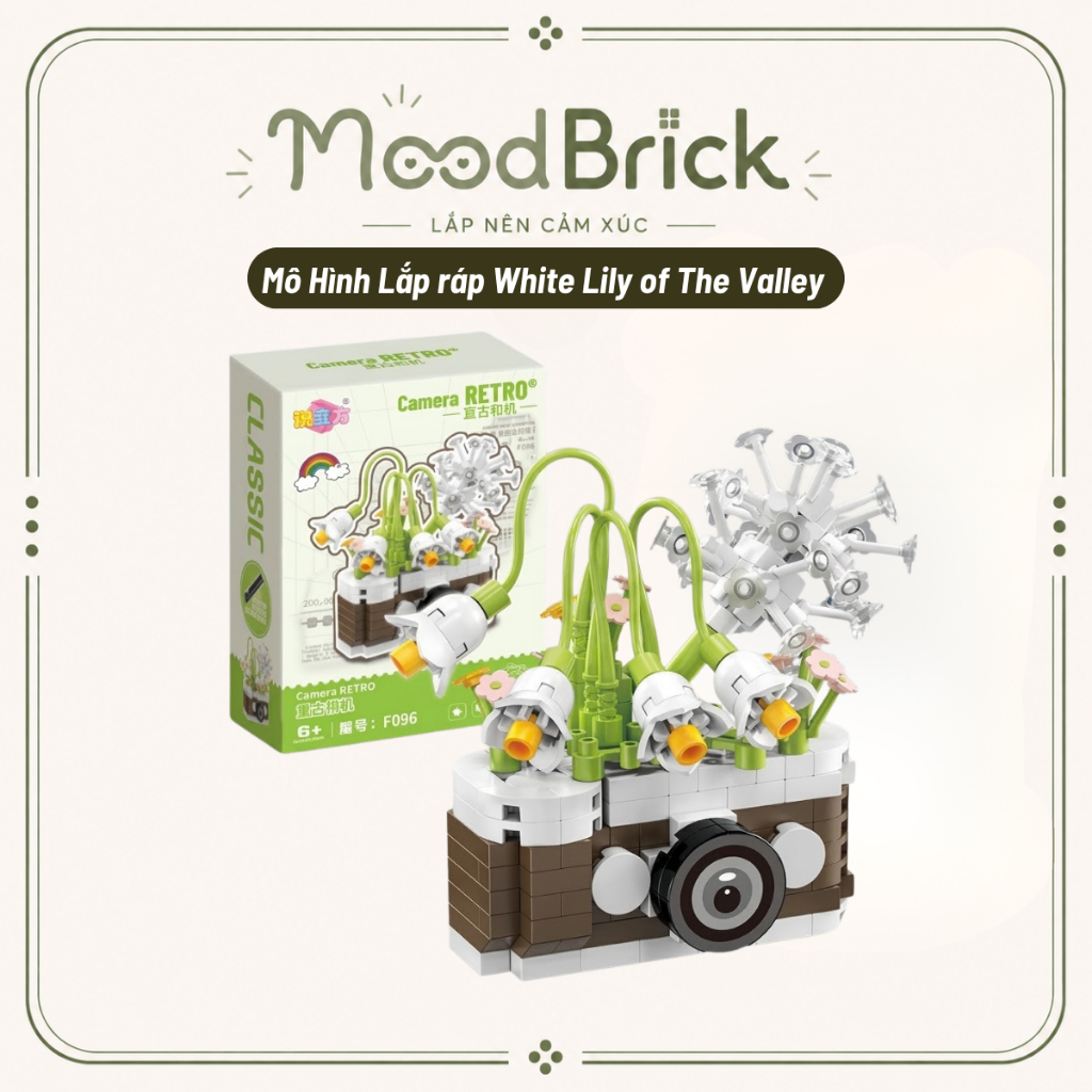 Mô Hình Máy Ảnh Hoa Lắp Ráp Sáng Tạo Trang Trí Bàn Làm Việc Quà Tặng Decor - MoodBrick