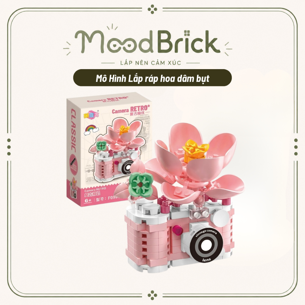 Mô Hình Máy Ảnh Hoa Lắp Ráp Sáng Tạo Trang Trí Bàn Làm Việc Quà Tặng Decor - MoodBrick