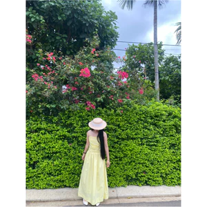 Váy Maxi Cúp Ngực Màu Vàng Dịu Dàng