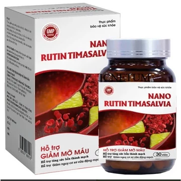 [CHÍNH HÃNG - LỌ 30 VIÊN ] Nano Rutin Timasalvia hỗ trợ giảm mỡ máu, giảm nguy cơ xơ vữa động mạch