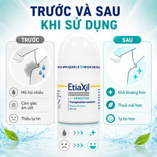 Lăn Khử Mùi Etiaxil Cho Da Nhạy Cảm Giảm Tiết Mồ Hôi Khô Thoáng Dài Lâu 15ml