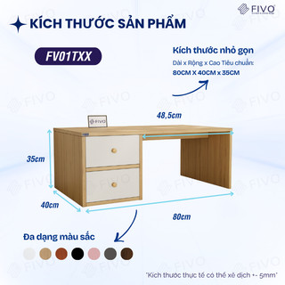 [NEW] Bàn Trang Điểm Gỗ Ngồi Bệt Có Ngăn Kéo FV01 FIVO, Linh Hoạt Làm Bàn Học Bàn Trà, Không Lộ Vít Bề Mặt