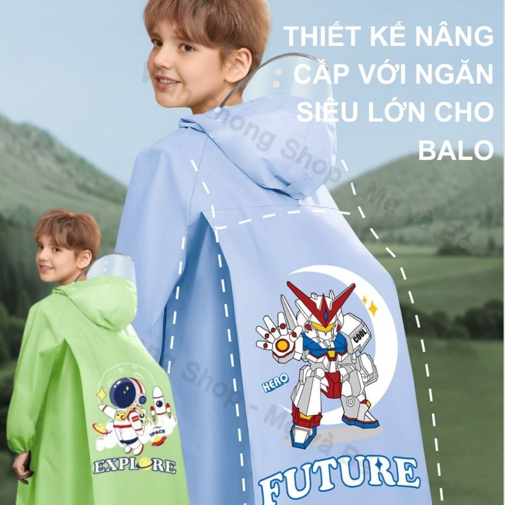 Áo Mưa EVA Có Dây Kéo Cho Bé Siêu Nhẹ Chống Thấm Nước Gấp Gọn Dễ Mang Theo - Chất EVA Mềm Dẻo Chống Nước Siêu Nhẹ