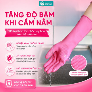 Găng tay cao su Souji từ cao su thiên nhiên, chống trơn chống thấm nước, bền bỉ cho công việc gia dụng