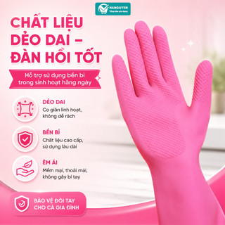 Găng tay cao su Souji từ cao su thiên nhiên, chống trơn chống thấm nước, bền bỉ cho công việc gia dụng