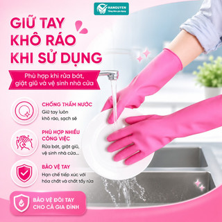 Găng tay cao su Souji từ cao su thiên nhiên, chống trơn chống thấm nước, bền bỉ cho công việc gia dụng
