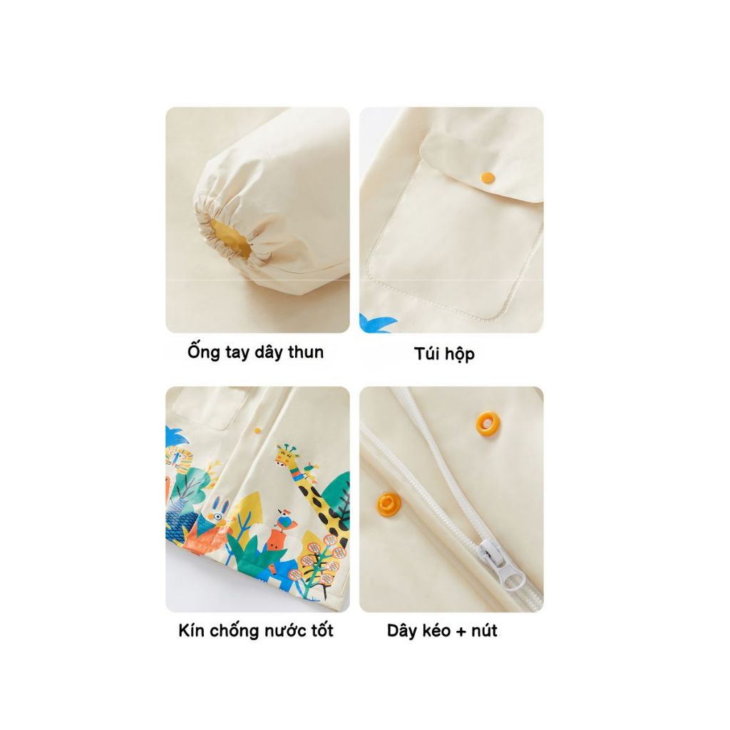 Áo Mưa EVA Có Dây Kéo Cho Bé Siêu Nhẹ Chống Thấm Nước Gấp Gọn Dễ Mang Theo - Chất EVA Mềm Dẻo Chống Nước Siêu Nhẹ