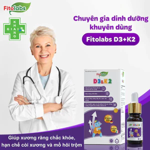 Vitamin D3K2-MK7 Fitolabs dạng nhỏ giọt giúp bé tăng chiều cao, xương chắc khỏe (Mẫu mới chai 10ml)