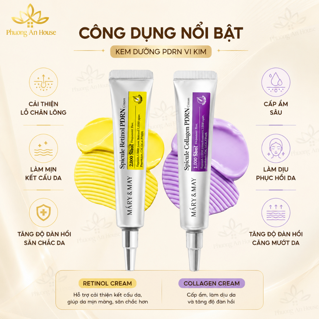 [Hàng công ty] Kem Dưỡng MARY & MAY Spicule PDRN Cream 30ml Retinol Cream & Collagen Cream Hàn Quốc