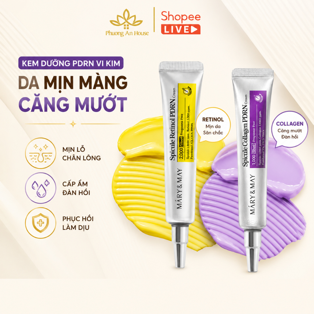 [Hàng công ty] Kem Dưỡng MARY & MAY Spicule PDRN Cream 30ml Retinol Cream & Collagen Cream Hàn Quốc