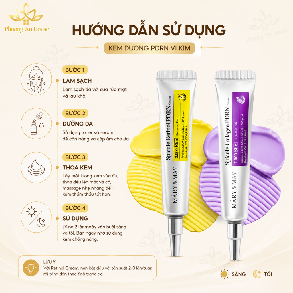 [Hàng công ty] Kem Dưỡng MARY & MAY Spicule PDRN Cream 30ml Retinol Cream & Collagen Cream Hàn Quốc