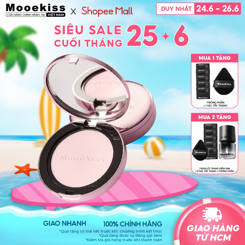 [HOT] Phấn Nén Kiềm Dầu Mooekiss H01 Khóa Nền Giữ Màu 24H, Làm Mờ Khuyết Điểm Cho Hàng Ngày (9g)