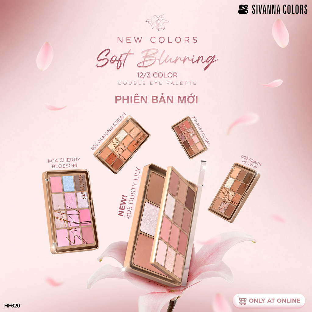Bảng Phấn Mắt SIVANNA COLORS 15 Màu Cao Cấp Kèm Má Hồng Highlight Tạo Khối, Makeup Palette HF620 | BigBuy360 - bigbuy360.vn