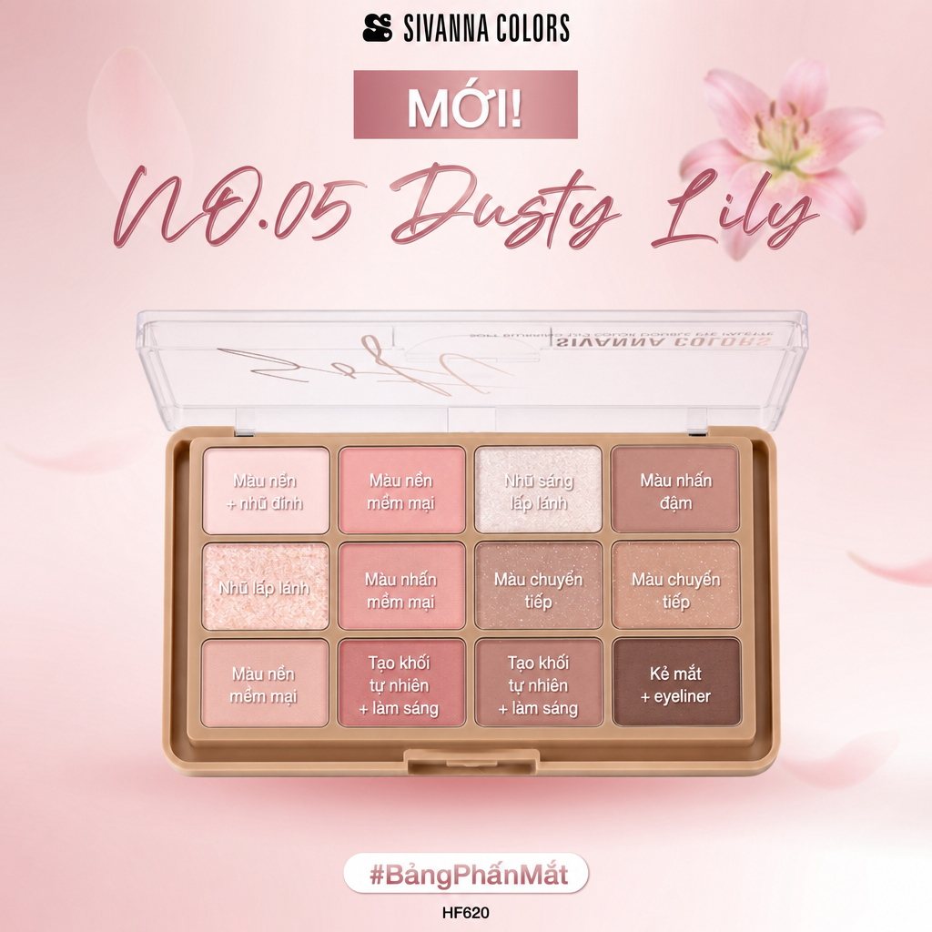 Bảng Phấn Mắt SIVANNA COLORS 15 Màu Cao Cấp Kèm Má Hồng Highlight Tạo Khối, Makeup Palette HF620 | BigBuy360 - bigbuy360.vn