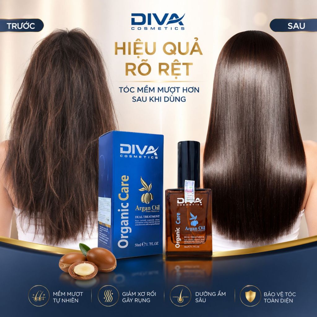Tinh Dầu Dưỡng Tóc DIVA Argan Oil 50ml | Argan Oil Dưỡng Tóc Mềm Mượt Chuẩn Salon