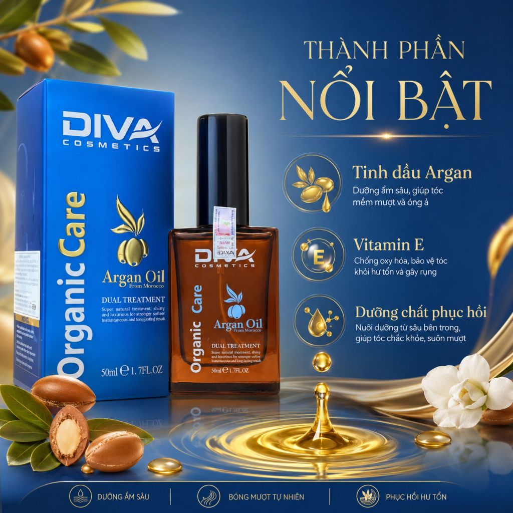 Tinh Dầu Dưỡng Tóc DIVA Argan Oil 50ml | Argan Oil Dưỡng Tóc Mềm Mượt Chuẩn Salon