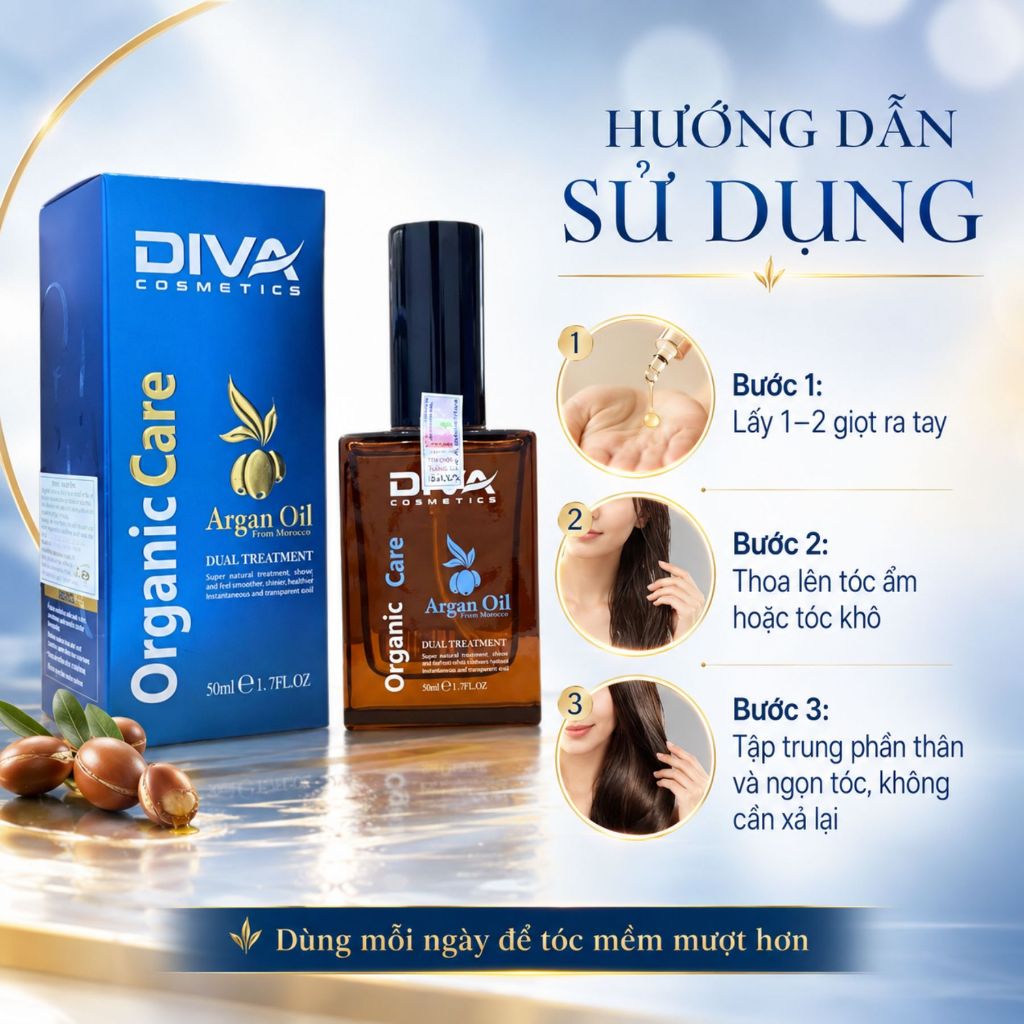 Tinh Dầu Dưỡng Tóc DIVA Argan Oil 50ml | Argan Oil Dưỡng Tóc Mềm Mượt Chuẩn Salon
