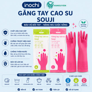 Găng tay cao su Souji từ cao su thiên nhiên, chống trơn chống thấm nước, bền bỉ cho công việc gia dụng