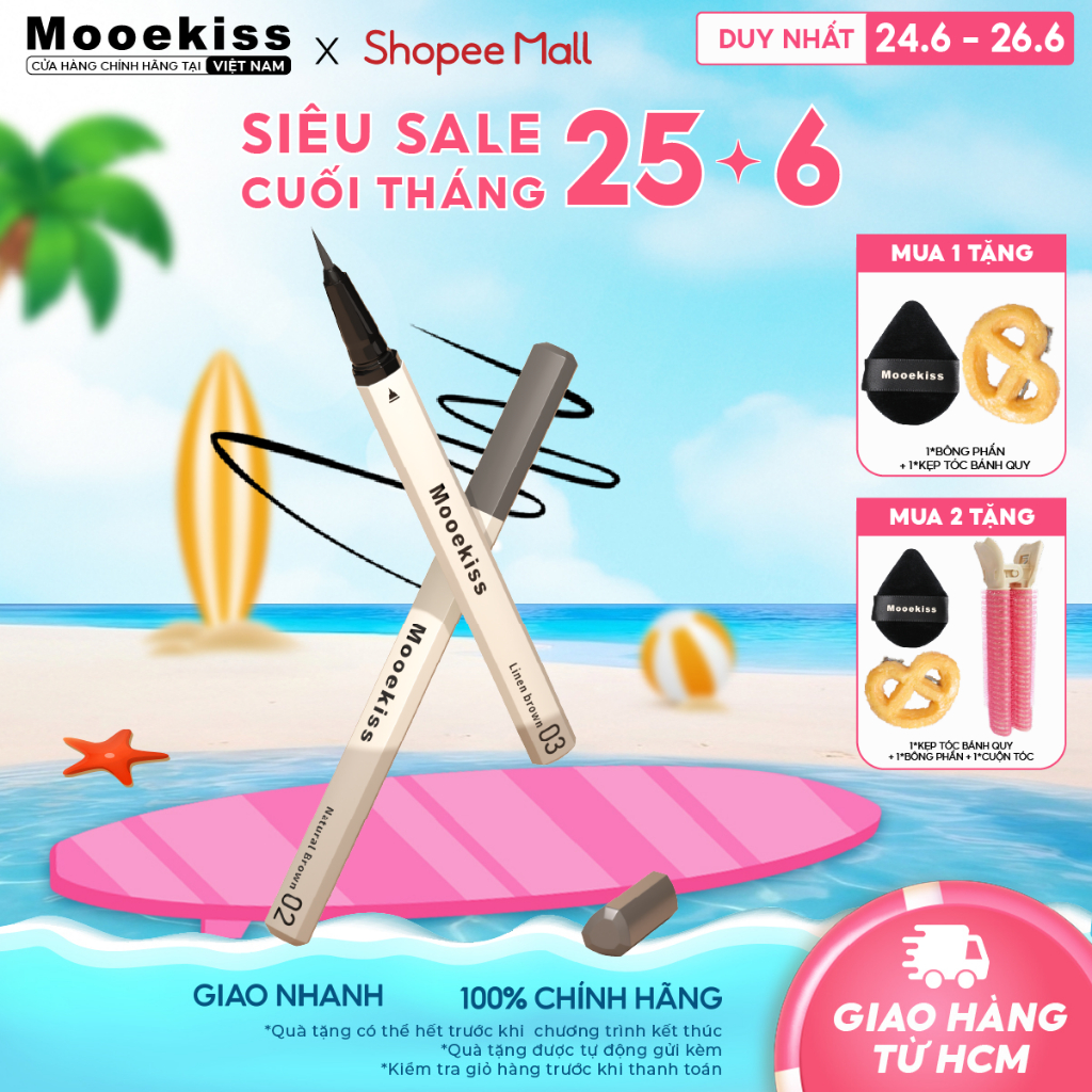 Bút kẻ mắt dạng lỏng Mooekiss không thấm nước và mồ hôi lâu trôi trong 8 giờ mà không bị lem 01 0.5ml