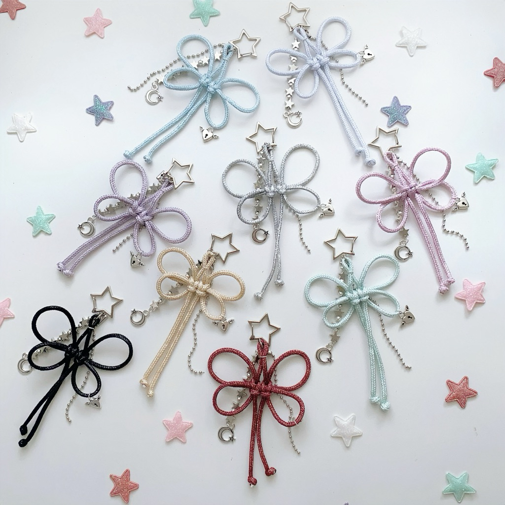 Móc khóa thắt nơ thủ công / Keychain Ribbon Coquette Handmade - 8 màu / custom tên riêng ( ghi chú )