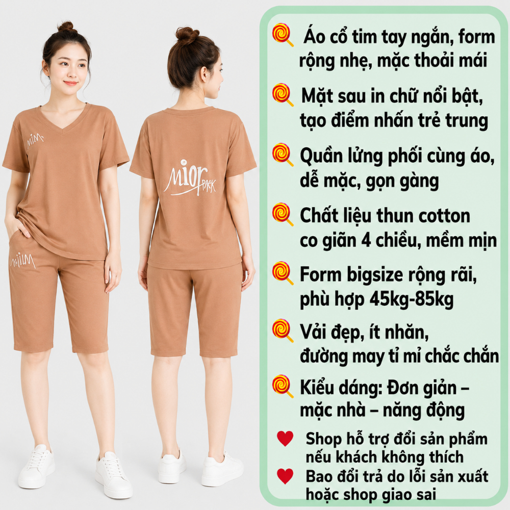 Đồ Bộ Nữ Đồ Bộ Mặc Nhà Bigsize Bộ Đồ Ngủ Nữ Quần Lửng Ngố Mặc Nhà ESHOP Đồ Mặc Nhà Trung Niên DB16