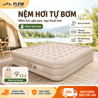 Đệm hơi gấp gọn 1/2/3 người, Queen size tự động, có bơm điện/sạc, tặng gối ngủ. Dày êm, dùng trong nhà, du lịch, cắm trạ