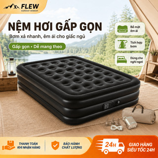 Đệm hơi gấp gọn 1/2/3 người, Queen size tự động, có bơm điện/sạc, tặng gối ngủ. Dày êm, dùng trong nhà, du lịch, cắm trạ
