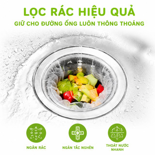 2 Túi Lưới Lọc Rác Bồn Rửa Chén Bát 100 Chiếc GD16 - Túi Lưới Chặn Rác Bồn Rửa Bát Tái Sử Dụng