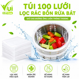 2 Túi Lưới Lọc Rác Bồn Rửa Chén Bát 100 Chiếc GD16 - Túi Lưới Chặn Rác Bồn Rửa Bát Tái Sử Dụng